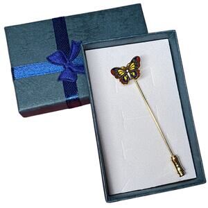 Vintage Cloisonné Boho Butterfly Stick Pin Hat/Lapel Colorful Jewelry Brooch
